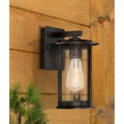 Franklin Iron Works Vintage Industrial Outdoor Wall Light Fixture Bronze Lantern 10 1/2" Seeded Glass Cylinder for Exterior Porch -Outdoor Lighting Official Shop unnamed file 3903