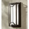 Possini Euro Design Modern Outdoor Wall Light Fixture LED Painted Bronze Geometric 12" White Etched Glass for Exterior House Porch -Outdoor Lighting Official Shop unnamed file 3922