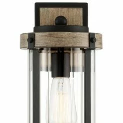 John Timberland Rustic Outdoor Wall Light Fixture Black Metal Gray Wood Finish 13 3/4" Clear Glass Exterior House Porch Patio Deck Garage -Outdoor Lighting Official Shop unnamed file 3928