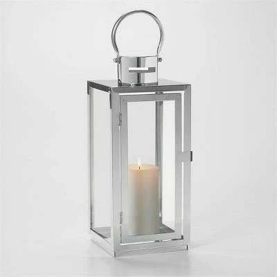 15" Daphne Stainless Steel Metal Outdoor Lantern with Door - Smart Living 3 15" Daphne Stainless Steel Metal Outdoor Lantern with Door - Smart Living