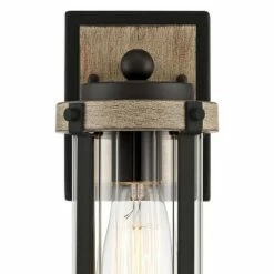 John Timberland Rustic Outdoor Wall Light Fixture Black Metal Gray Wood Finish 11 3/4" Clear Glass Exterior House Porch Patio Deck Garage -Outdoor Lighting Official Shop unnamed file 3969
