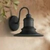 Possini Euro Design Industrial Farmhouse Outdoor Barn Light Fixture Textured Black 9 1/2" for Exterior House Porch Patio Deck