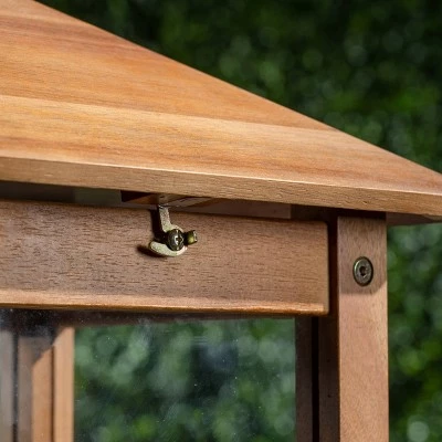 47" Claudine Standing Acacia Wood Candle Outdoor Lantern Teak - Christopher Knight Home 4 47" Claudine Standing Acacia Wood Candle Outdoor Lantern Teak - Christopher Knight Home - Image 2