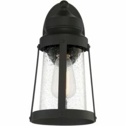 Franklin Iron Works Industrial Outdoor Wall Light Fixture Sand Black Metal 13 1/4" Clear Seedy Glass Exterior House Porch Patio -Outdoor Lighting Official Shop unnamed file 3992