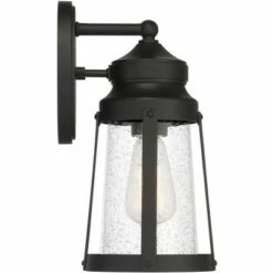 Franklin Iron Works Industrial Outdoor Wall Light Fixture Sand Black Metal 13 1/4" Clear Seedy Glass Exterior House Porch Patio -Outdoor Lighting Official Shop unnamed file 3994