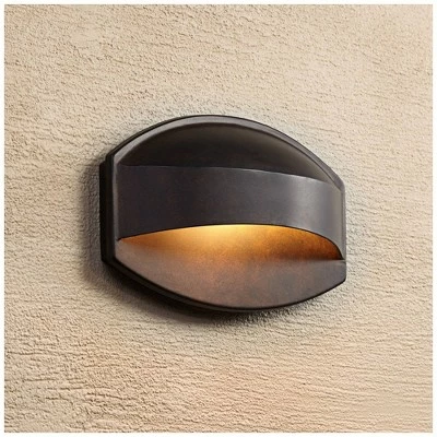 Possini Euro Design Modern Outdoor Wall Light Fixture Halogen Bronze 11" Wide Eyebrow Dark Sky for Exterior House Porch Patio Deck 3 Possini Euro Design Modern Outdoor Wall Light Fixture Halogen Bronze 11" Wide Eyebrow Dark Sky for Exterior House Porch Patio Deck