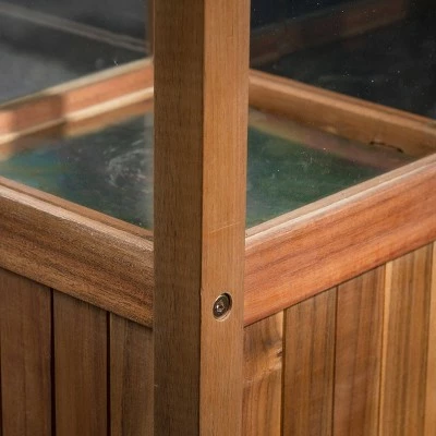 47" Claudine Standing Acacia Wood Candle Outdoor Lantern Teak - Christopher Knight Home 5 47" Claudine Standing Acacia Wood Candle Outdoor Lantern Teak - Christopher Knight Home - Image 3