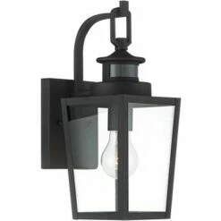 Possini Euro Design Modern Outdoor Wall Light Fixture Textured Black 14" Clear Glass Motion Sensor Exterior House Porch Patio Deck -Outdoor Lighting Official Shop unnamed file 4004