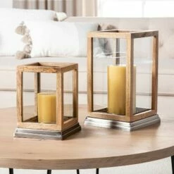 Hearth & Hand With Magnolia Wood & Glass Lantern - Hearth & Hand™ with Magnolia