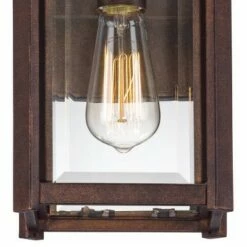 Franklin Iron Works Rustic Farmhouse Outdoor Wall Light Fixture Bronze 12 1/2" Clear Beveled Glass Panel for Exterior House Porch -Outdoor Lighting Official Shop unnamed file 4035