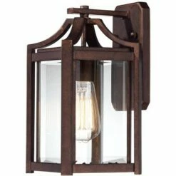Franklin Iron Works Rustic Farmhouse Outdoor Wall Light Fixture Bronze 12 1/2" Clear Beveled Glass Panel for Exterior House Porch -Outdoor Lighting Official Shop unnamed file 4037