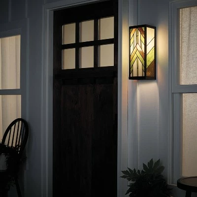 16.25" Stained Glass 1-Light Rectangular Mission Style Outdoor Light Wall Sconce - River of Goods 5 16.25" Stained Glass 1-Light Rectangular Mission Style Outdoor Light Wall Sconce - River of Goods - Image 3