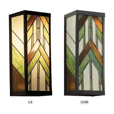 16.25" Stained Glass 1-Light Rectangular Mission Style Outdoor Light Wall Sconce - River of Goods 6 16.25" Stained Glass 1-Light Rectangular Mission Style Outdoor Light Wall Sconce - River of Goods - Image 4