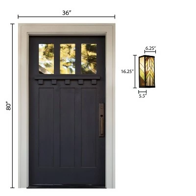 16.25" Stained Glass 1-Light Rectangular Mission Style Outdoor Light Wall Sconce - River of Goods 7 16.25" Stained Glass 1-Light Rectangular Mission Style Outdoor Light Wall Sconce - River of Goods - Image 5