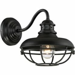 Franklin Iron Works Farmhouse Vintage Outdoor Barn Light Fixture Black 9" Open Metal Cage for Exterior House Porch Patio Outside -Outdoor Lighting Official Shop unnamed file 4055