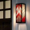 16.25" 1-Light Mission Style Rectangular Outdoor Stained Glass Wall Sconce Red - River of Goods -Outdoor Lighting Official Shop unnamed file 4057