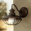 Franklin Iron Works Farmhouse Outdoor Barn Light Fixture Oiled Bronze Open Cage 13" White Glass Orb Diffuser for Exterior House