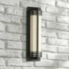 Possini Euro Design Modern Outdoor Wall Sconce Fixture LED Bronze 16" White Frosted Glass for Exterior House Porch Patio Deck