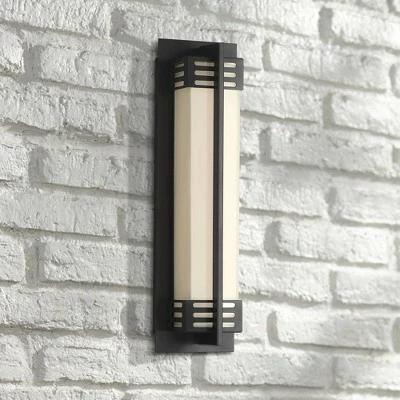 Possini Euro Design Modern Outdoor Wall Sconce Fixture LED Bronze 16" White Frosted Glass for Exterior House Porch Patio Deck 3 Possini Euro Design Modern Outdoor Wall Sconce Fixture LED Bronze 16" White Frosted Glass for Exterior House Porch Patio Deck