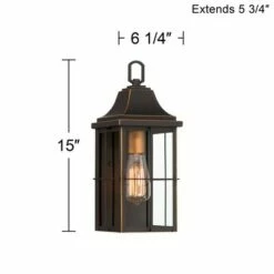 John Timberland Rustic Outdoor Wall Light Fixture Black Gold 4-Light 15" Clear Glass for Exterior House Porch Patio Outside Deck -Outdoor Lighting Official Shop unnamed file 4119