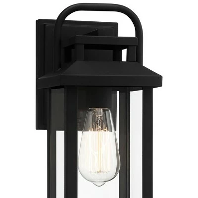 John Timberland Modern Industrial Outdoor Wall Light Fixture Matte Black Lantern 14 1/2" Clear Glass Exterior House Porch Patio 4 John Timberland Modern Industrial Outdoor Wall Light Fixture Matte Black Lantern 14 1/2" Clear Glass Exterior House Porch Patio - Image 2