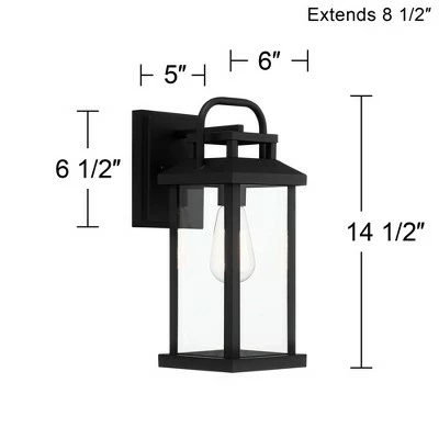 John Timberland Modern Industrial Outdoor Wall Light Fixture Matte Black Lantern 14 1/2" Clear Glass Exterior House Porch Patio 8 John Timberland Modern Industrial Outdoor Wall Light Fixture Matte Black Lantern 14 1/2" Clear Glass Exterior House Porch Patio - Image 6