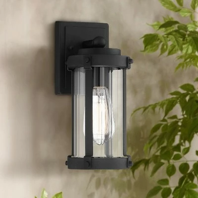 John Timberland Modern Industrial Outdoor Wall Light Fixture Textured Black 11 3/4" Clear Glass Exterior House Porch Patio Outside 3 John Timberland Modern Industrial Outdoor Wall Light Fixture Textured Black 11 3/4" Clear Glass Exterior House Porch Patio Outside