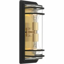 John Timberland Modern Outdoor Wall Light Fixture Black Brass 2-Light Downlight Uplight 16" Clear Glass Exterior House Porch Patio 11 John Timberland Modern Outdoor Wall Light Fixture Black Brass 2-Light Downlight Uplight 16" Clear Glass Exterior House Porch Patio -Outdoor Lighting Official Shop unnamed file 4167