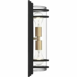 John Timberland Modern Outdoor Wall Light Fixture Black Brass 2-Light Downlight Uplight 16" Clear Glass Exterior House Porch Patio 12 John Timberland Modern Outdoor Wall Light Fixture Black Brass 2-Light Downlight Uplight 16" Clear Glass Exterior House Porch Patio -Outdoor Lighting Official Shop unnamed file 4168