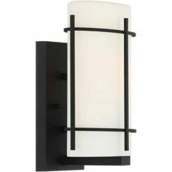 John Timberland Modern Outdoor Wall Light Fixture Black 12 3/4" White Oval Glass Exterior House Porch Patio Outside Deck Garage -Outdoor Lighting Official Shop unnamed file 4172