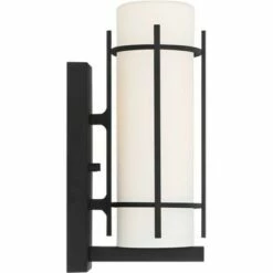 John Timberland Modern Outdoor Wall Light Fixture Black 12 3/4" White Oval Glass Exterior House Porch Patio Outside Deck Garage -Outdoor Lighting Official Shop unnamed file 4173