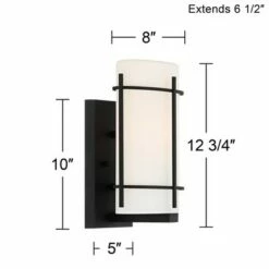 John Timberland Modern Outdoor Wall Light Fixture Black 12 3/4" White Oval Glass Exterior House Porch Patio Outside Deck Garage -Outdoor Lighting Official Shop unnamed file 4174