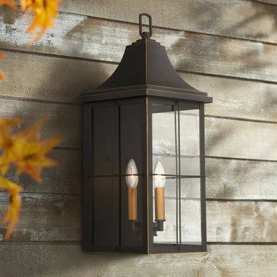 John Timberland Rustic Outdoor Wall Light Fixture Black Gold 4-Light 24 3/4" Clear Glass for Exterior House Porch Patio Outside 3 John Timberland Rustic Outdoor Wall Light Fixture Black Gold 4-Light 24 3/4" Clear Glass for Exterior House Porch Patio Outside