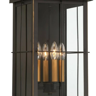 John Timberland Rustic Outdoor Wall Light Fixture Black Gold 4-Light 24 3/4" Clear Glass for Exterior House Porch Patio Outside 4 John Timberland Rustic Outdoor Wall Light Fixture Black Gold 4-Light 24 3/4" Clear Glass for Exterior House Porch Patio Outside - Image 2