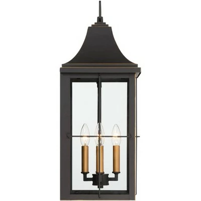 John Timberland Rustic Outdoor Wall Light Fixture Black Gold 4-Light 24 3/4" Clear Glass for Exterior House Porch Patio Outside 9 John Timberland Rustic Outdoor Wall Light Fixture Black Gold 4-Light 24 3/4" Clear Glass for Exterior House Porch Patio Outside - Image 7