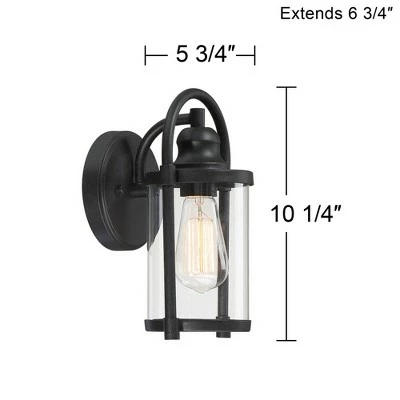 John Timberland Modern Industrial Outdoor Wall Lights Fixtures Set of 2 Black 10 1/4" Clear Glass for Exterior House Porch Patio 6 John Timberland Modern Industrial Outdoor Wall Lights Fixtures Set of 2 Black 10 1/4" Clear Glass for Exterior House Porch Patio - Image 4