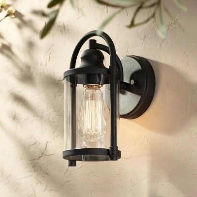 John Timberland Modern Industrial Outdoor Wall Lights Fixtures Set of 2 Black 10 1/4" Clear Glass for Exterior House Porch Patio 7 John Timberland Modern Industrial Outdoor Wall Lights Fixtures Set of 2 Black 10 1/4" Clear Glass for Exterior House Porch Patio - Image 5