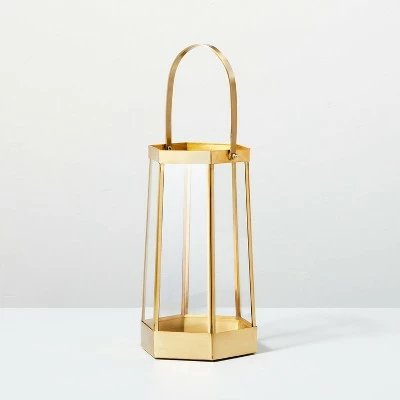 Hearth & Hand With Magnolia Brass & Glass Hexagonal Lantern - Hearth & Hand™ with Magnolia 6 Hearth & Hand With Magnolia Brass & Glass Hexagonal Lantern - Hearth & Hand™ with Magnolia - Image 4