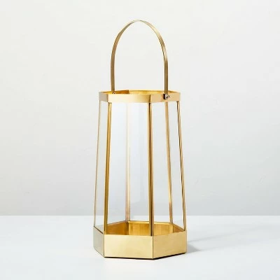 Hearth & Hand With Magnolia Brass & Glass Hexagonal Lantern - Hearth & Hand™ with Magnolia 7 Hearth & Hand With Magnolia Brass & Glass Hexagonal Lantern - Hearth & Hand™ with Magnolia - Image 5