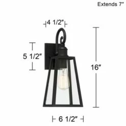 John Timberland Modern Industrial Outdoor Wall Lights Fixtures Set of 2 Crisp Black Cage 16" Exterior House Porch Patio Outside -Outdoor Lighting Official Shop unnamed file 4211