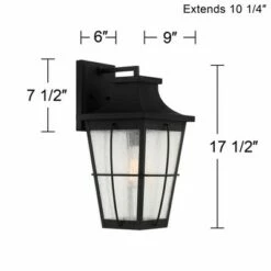 John Timberland Modern Outdoor Wall Light Fixture Matte Black 17 1/2" Clear Glass Exterior House Porch Patio Outside Deck Garage -Outdoor Lighting Official Shop unnamed file 4226