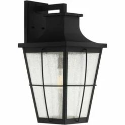 John Timberland Modern Industrial Outdoor Wall Light Fixture Black Metal 23 1/4" Clear Seeded Glass for Exterior House Porch Patio -Outdoor Lighting Official Shop unnamed file 4230