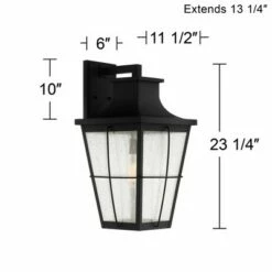John Timberland Modern Industrial Outdoor Wall Light Fixture Black Metal 23 1/4" Clear Seeded Glass for Exterior House Porch Patio -Outdoor Lighting Official Shop unnamed file 4233