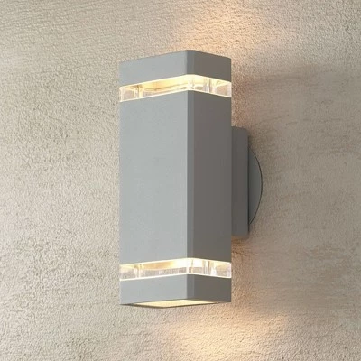Possini Euro Design Modern Outdoor Wall Sconce Fixture Matte Silver 10 1/2" Clear Glass Up Down for Exterior House Porch Patio 3 Possini Euro Design Modern Outdoor Wall Sconce Fixture Matte Silver 10 1/2" Clear Glass Up Down for Exterior House Porch Patio