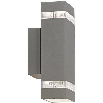 Possini Euro Design Modern Outdoor Wall Sconce Fixture Matte Silver 10 1/2" Clear Glass Up Down for Exterior House Porch Patio 7 Possini Euro Design Modern Outdoor Wall Sconce Fixture Matte Silver 10 1/2" Clear Glass Up Down for Exterior House Porch Patio - Image 5