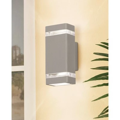 Possini Euro Design Modern Outdoor Wall Sconce Fixture Matte Silver 10 1/2" Clear Glass Up Down for Exterior House Porch Patio 10 Possini Euro Design Modern Outdoor Wall Sconce Fixture Matte Silver 10 1/2" Clear Glass Up Down for Exterior House Porch Patio - Image 8