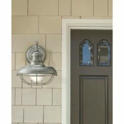 Franklin Iron Works Farmhouse Barn Light Fixture Galvanized Steel Open Cage 13" White Glass Diffuser Damp Rated for Porch Patio -Outdoor Lighting Official Shop unnamed file 4259