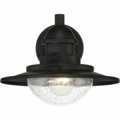 Franklin Iron Works Industrial Outdoor Wall Light Fixture Matte Black 8 1/2" LED Seedy Glass Damp Rated Exterior House Porch Patio -Outdoor Lighting Official Shop unnamed file 4263