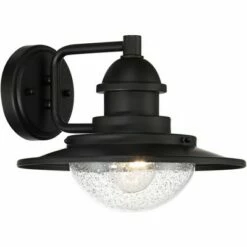Franklin Iron Works Industrial Outdoor Wall Light Fixture Matte Black 8 1/2" LED Seedy Glass Damp Rated Exterior House Porch Patio -Outdoor Lighting Official Shop unnamed file 4264
