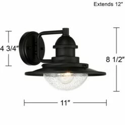 Franklin Iron Works Industrial Outdoor Wall Light Fixture Matte Black 8 1/2" LED Seedy Glass Damp Rated Exterior House Porch Patio -Outdoor Lighting Official Shop unnamed file 4266